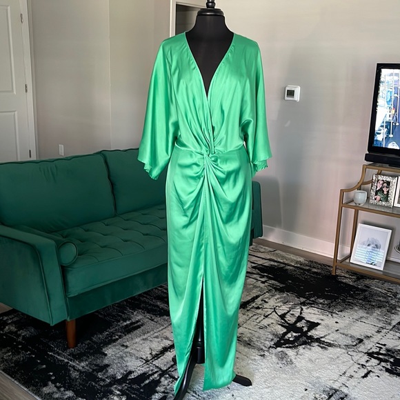WORN ONCE ASOS Kelly Green Evening Dress - Size 14 - Picture 2 of 5